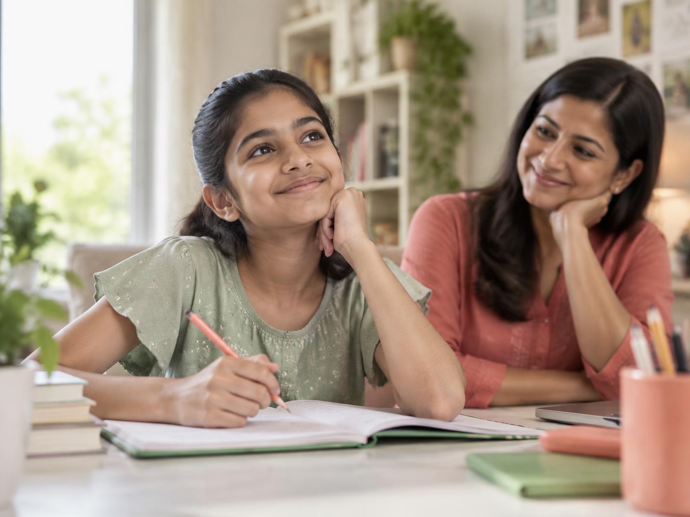 A child feeling confident while doing maths